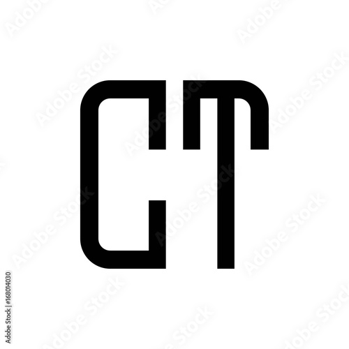 initial letters logo ct black monogram square rounded shape vector
