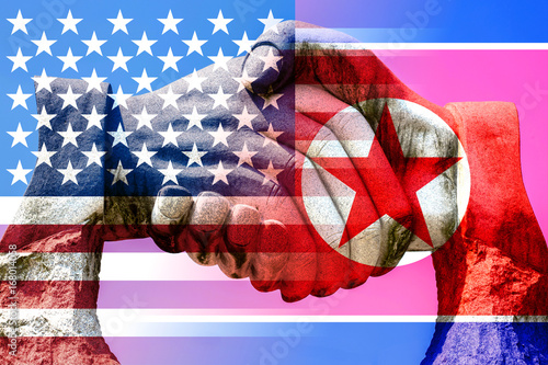 Peace between US and North Korea with handshake