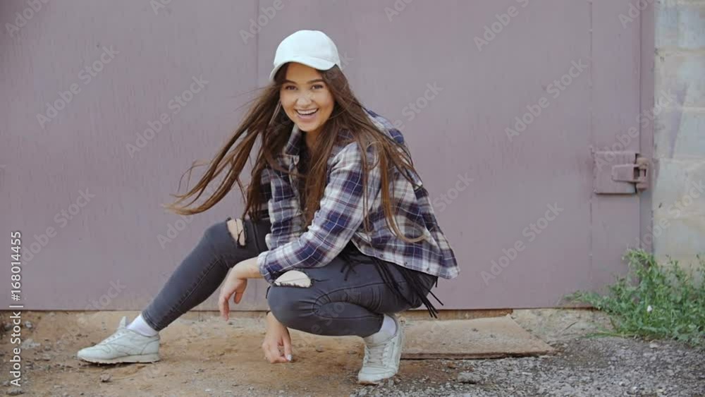 Young model is working on the camera. Young model is working on the camera.