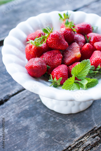 fresh strawberry on white plate