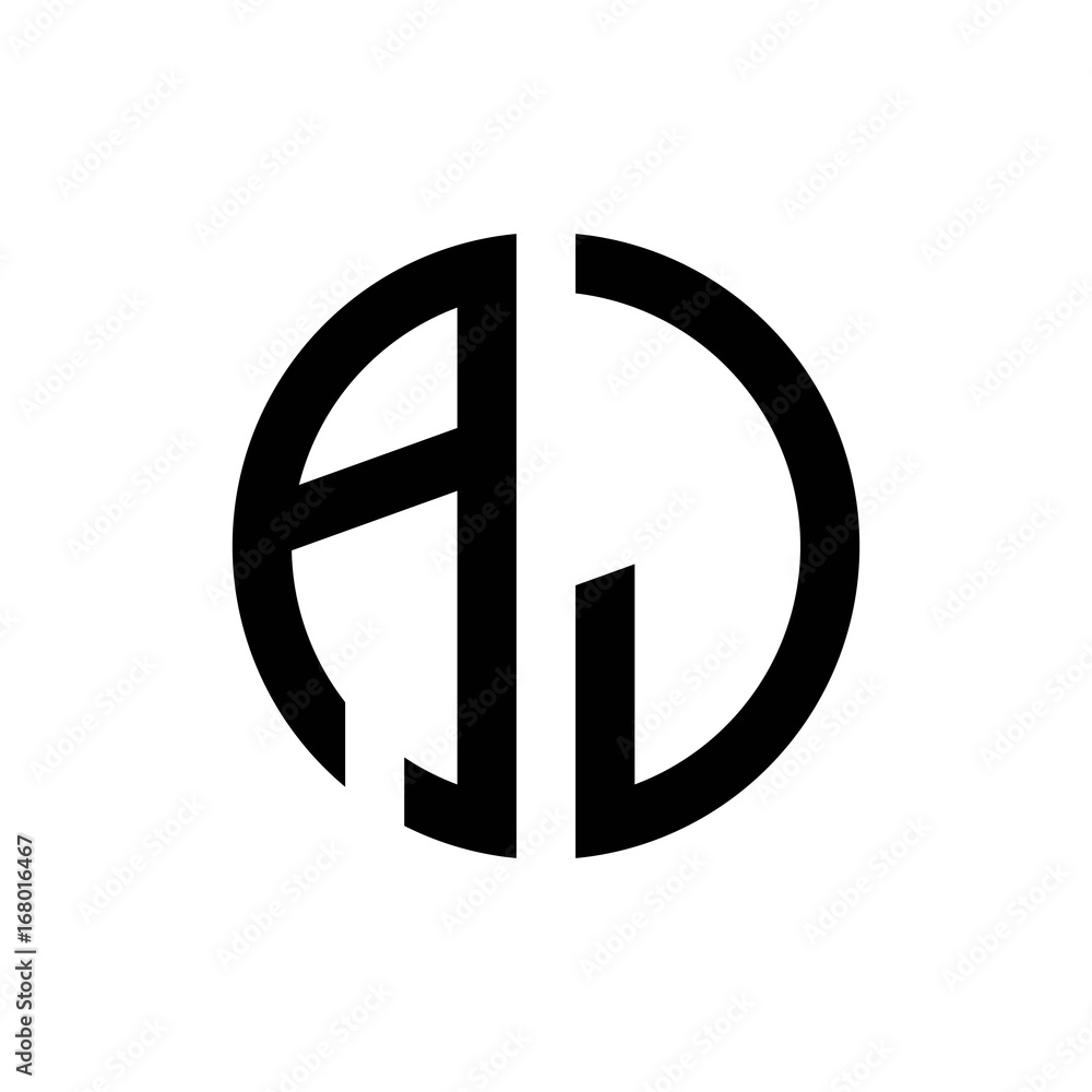 initial letters logo aj black monogram circle round shape vector initial letters logo aj black monogram circle round shape vector