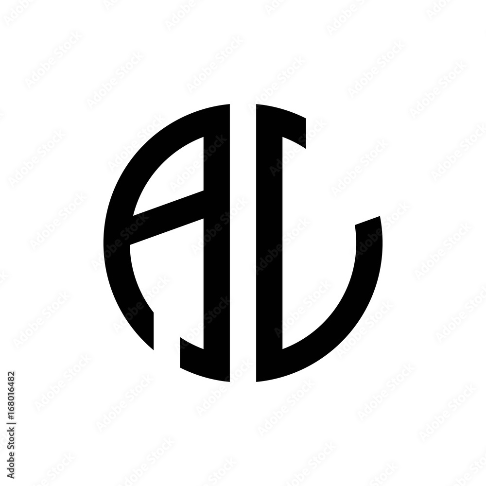 initial letters logo al black monogram circle round shape vector initial letters logo al black monogram circle round shape vector