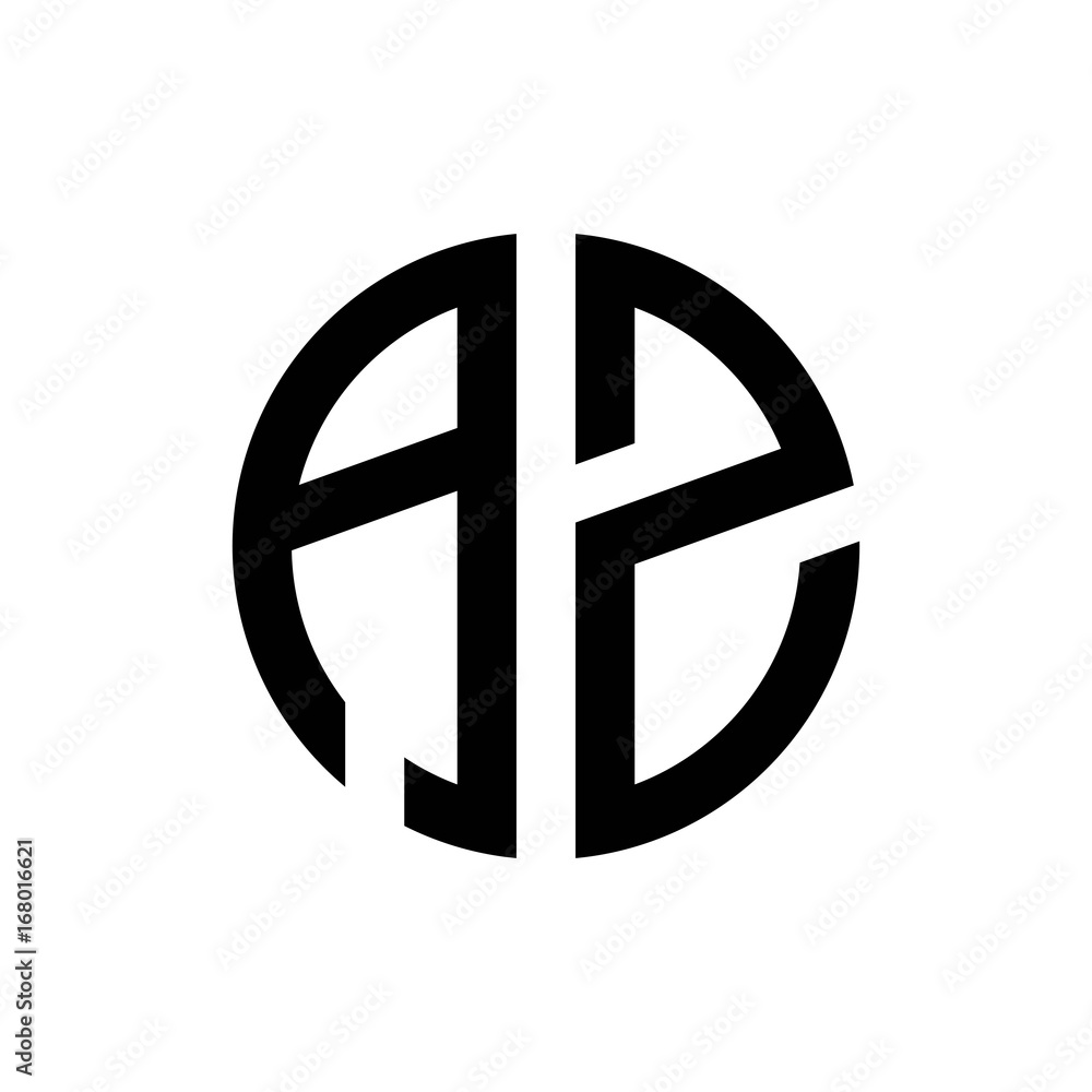 initial letters logo az black monogram circle round shape vector initial letters logo az black monogram circle round shape vector
