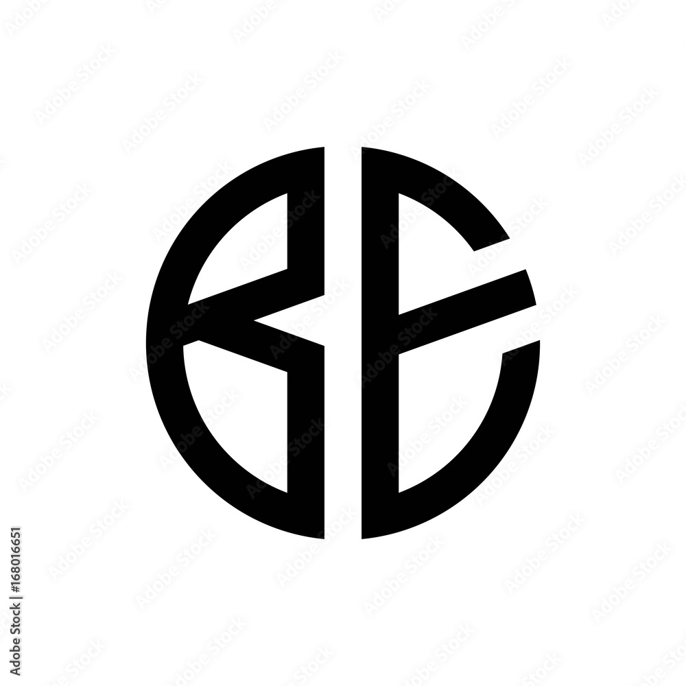 initial letters logo be black monogram circle round shape vector initial letters logo be black monogram circle round shape vector