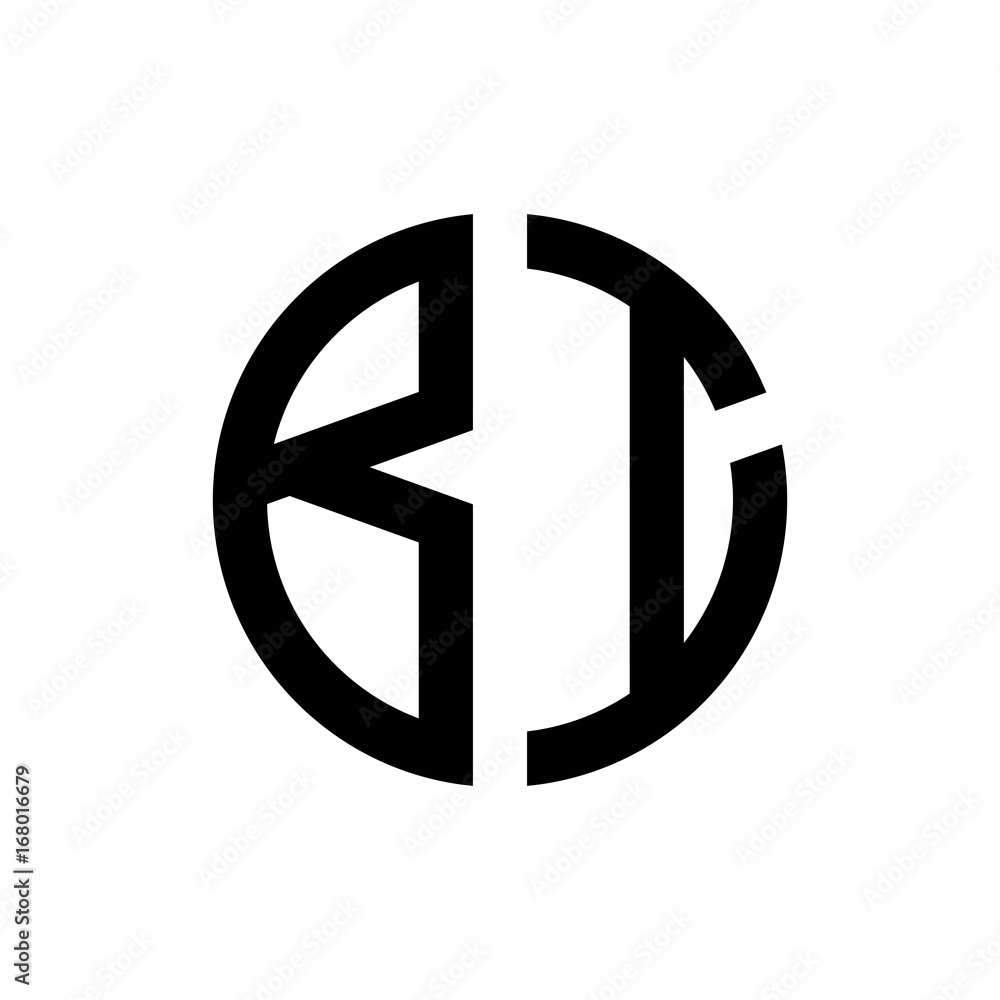 initial letters logo bi black monogram circle round shape vector initial letters logo bi black monogram circle round shape vector