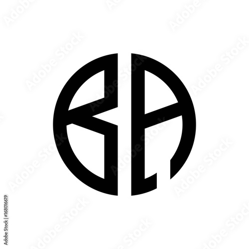 initial letters logo ba black monogram circle round shape vector photo