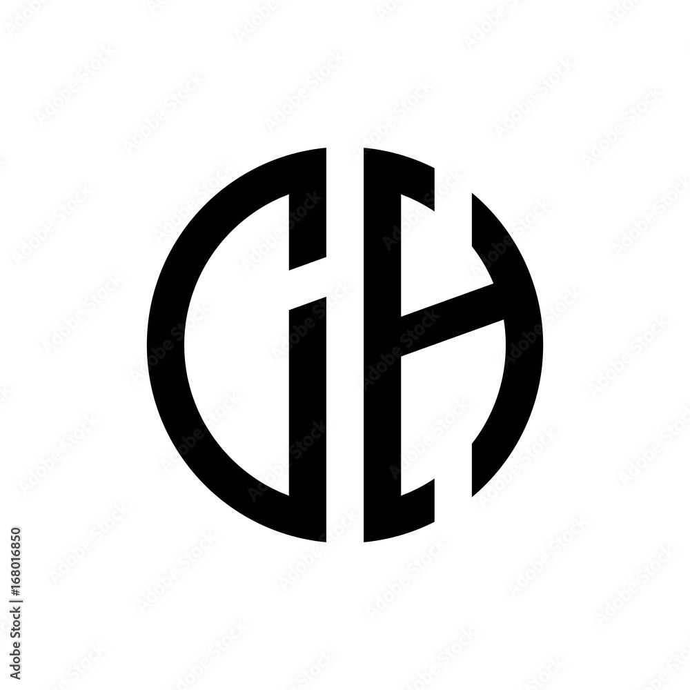 initial letters logo ch black monogram circle round shape vector initial letters logo ch black monogram circle round shape vector