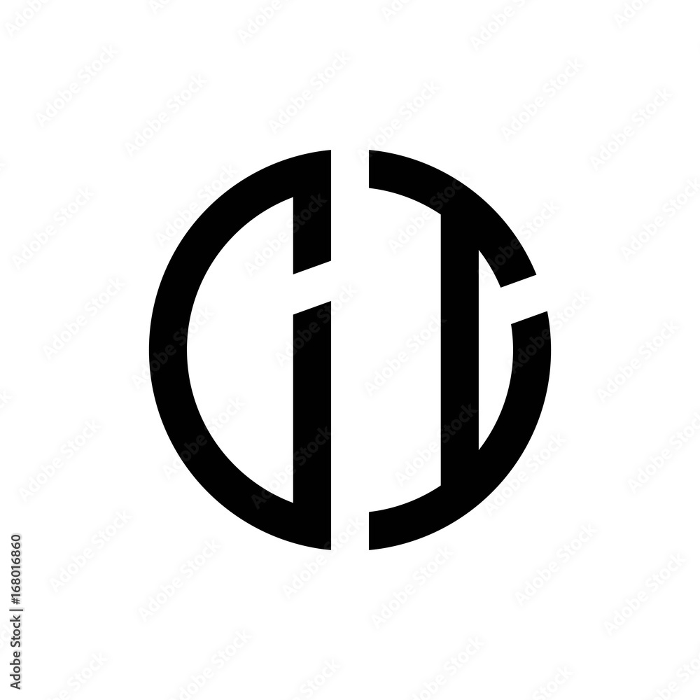 initial letters logo ci black monogram circle round shape vector initial letters logo ci black monogram circle round shape vector