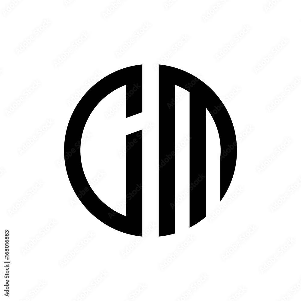 initial letters logo cm black monogram circle round shape vector initial letters logo cm black monogram circle round shape vector