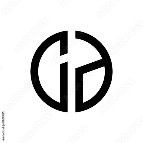 initial letters logo cd black monogram circle round shape vector