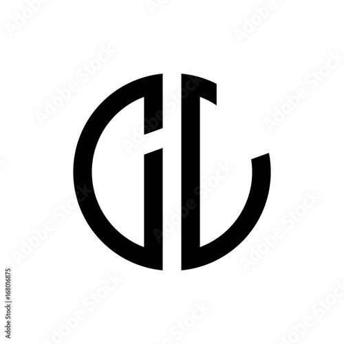 initial letters logo cl black monogram circle round shape vector