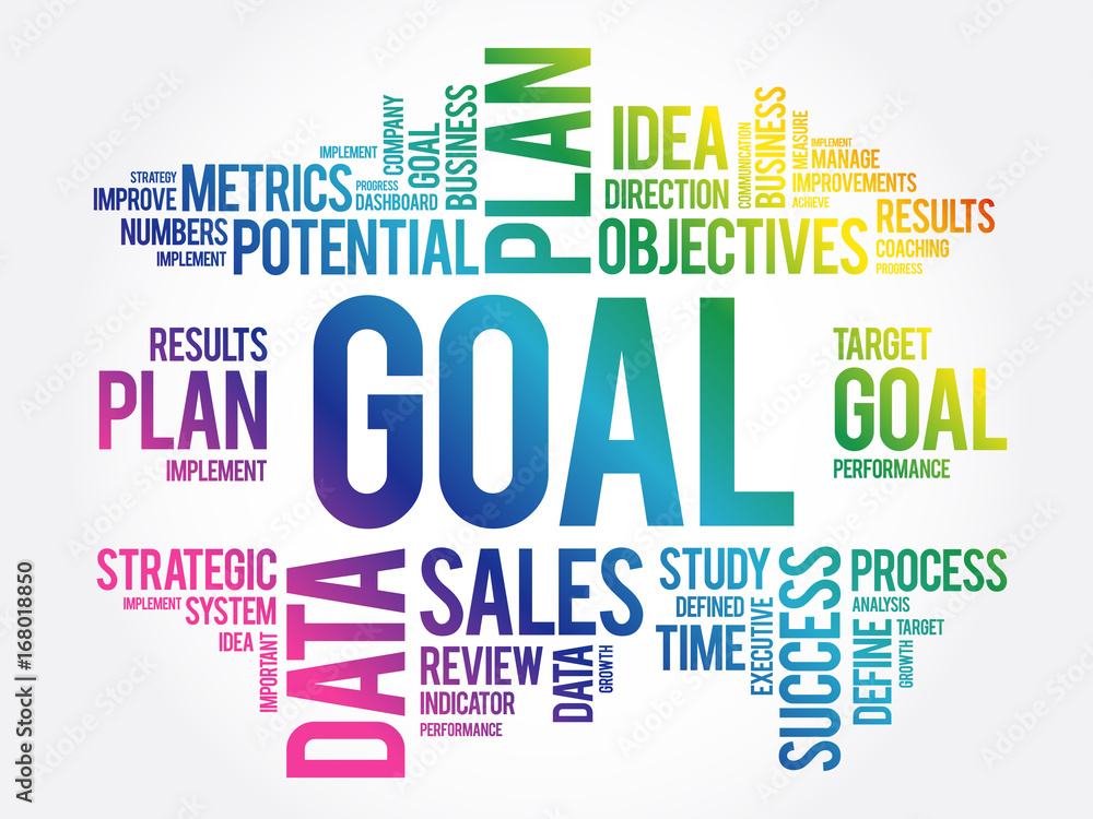 GOAL word cloud collage, business concept background