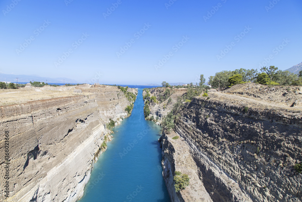 Corinth channel in Greece in a summer day