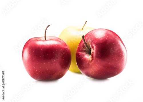 close up view of fresh and ripe apples isolated on white