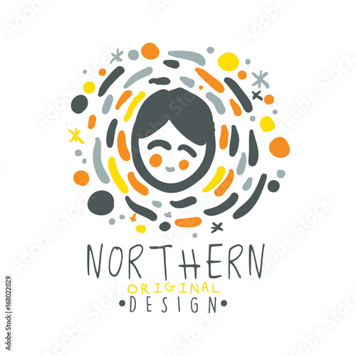 Nothern logo template original design, badge for nothern travel, sport, holiday, adventure colorful hand drawn vector Illustration