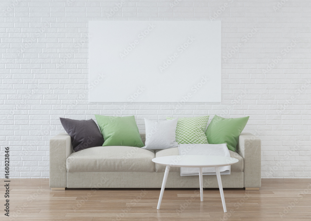 Sofa in the interior, interior composition. 3D rendering. Sofa in the interior, interior composition. 3D rendering.