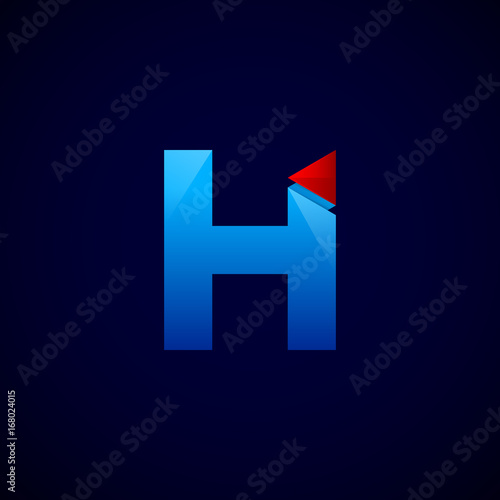 Free Download Letter H with Modern glossy and Triangle logo, Arrow and forward, Vector abstract origami, Digital, Technology, Media logotype - GFXLoad