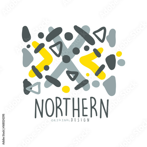 Nothern logo template original design, badge for nothern travel, sport, holiday, adventure colorful hand drawn vector Illustration