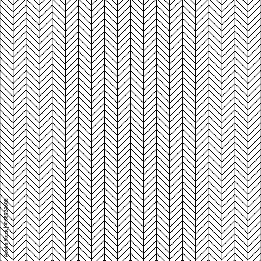 Vector seamless herringbone pattern. Geometric line texture. Black-and-white background. Monochrome design. Vector EPS10 - obrazy, fototapety, plakaty 