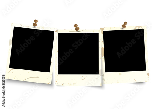 dirty old photos with pin needles