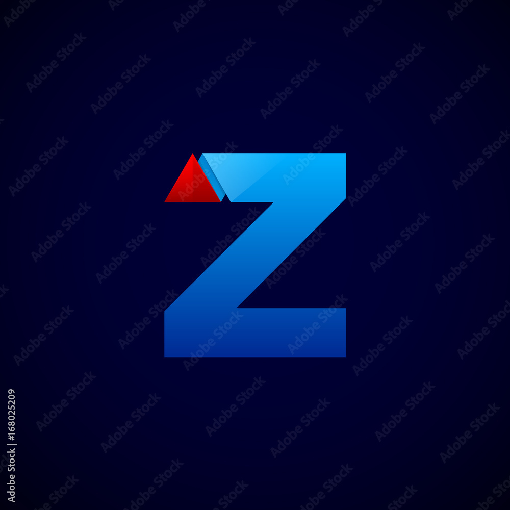 Letter Z with Modern glossy and Triangle logo, Arrow and forward, Vector abstract origami, Digital, Technology, Media logotype Letter Z with Modern glossy and Triangle logo, Arrow and forward, Vector abstract origami, Digital, Technology, Media logotype