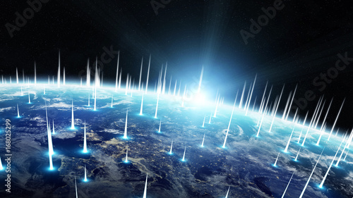 Canvastavla Global network and datas exchanges over the planet Earth 3D rendering