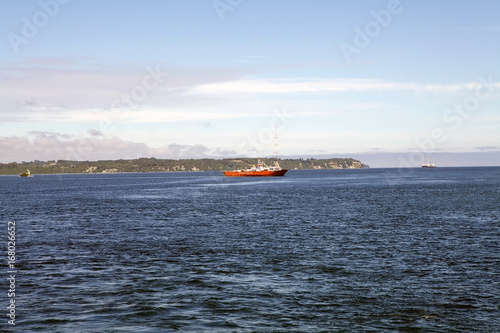 Ferry in the Chacao Channel, Chile photo