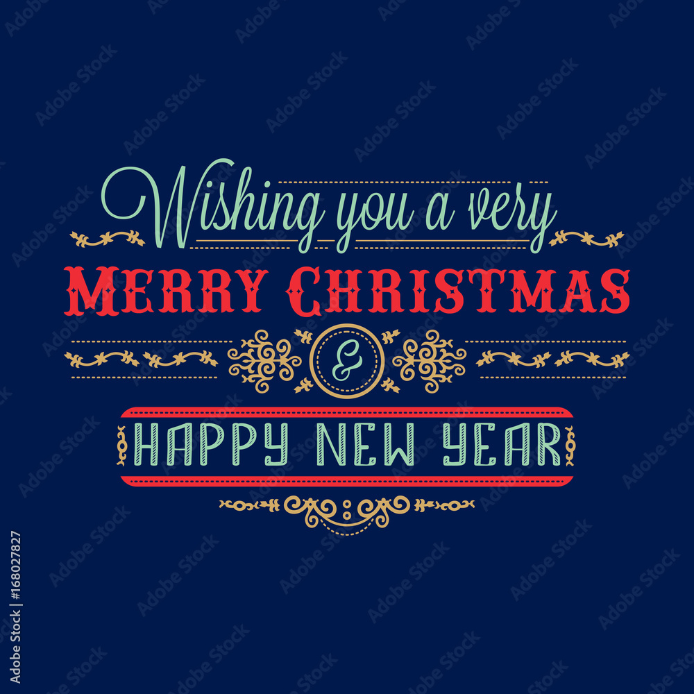 New Year card. Holiday colorful decor. Lettering 