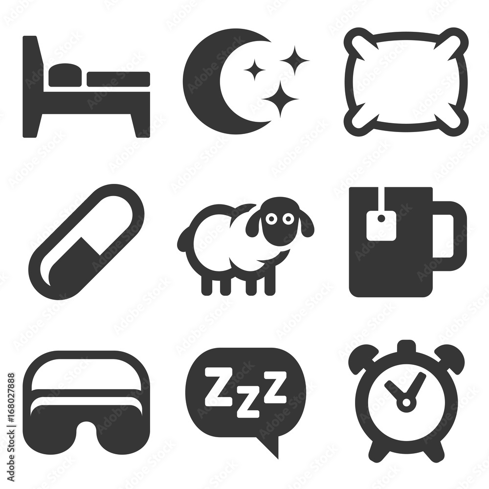 Sleeping Icons Set on White Background. Vector Sleeping Icons Set on White Background. Vector
