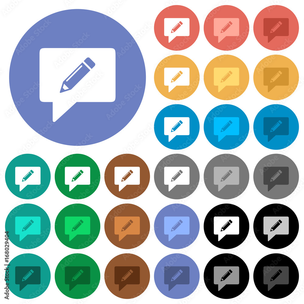 writing comment round flat multi colored icons writing comment round flat multi colored icons