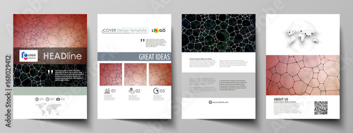 Business templates for brochure  flyer  report. Cover design template  vector layout in A4 size. Chemistry pattern  molecular texture  polygonal molecule structure  cell. Medicine microbiology concept