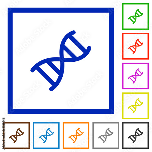 DNA molecule flat framed icons