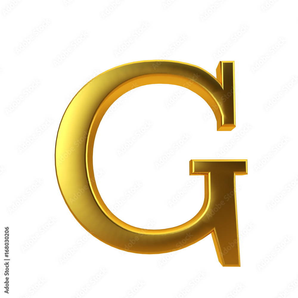 Shiny gold letter G on a plain white background. 3D Rendering Stock ...