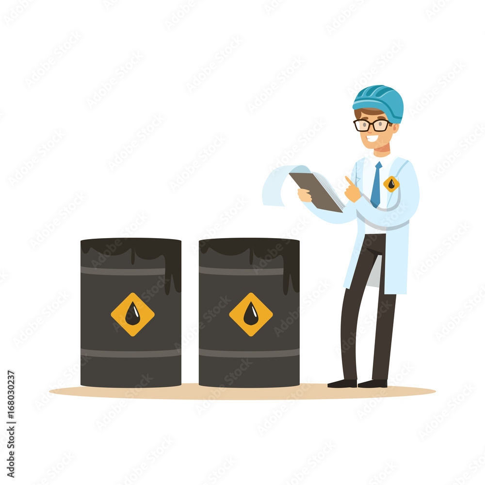 Engineer of oil industry controlling the process of oil production vector illustration Engineer of oil industry controlling the process of oil production vector illustration