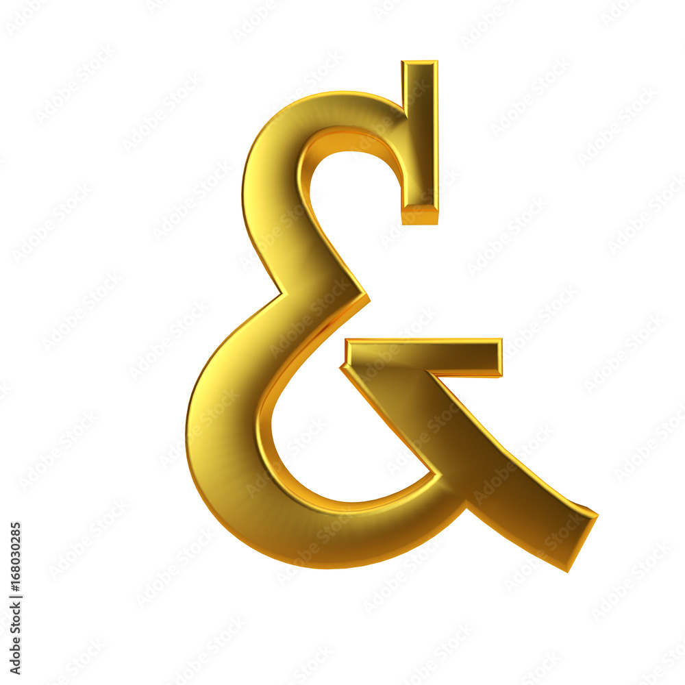 Shiny gold ampersand on a plain white background. 3D Rendering Shiny gold ampersand on a plain white background. 3D Rendering