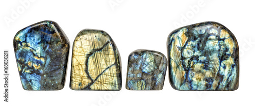 Labradorite crystal stones on white photo