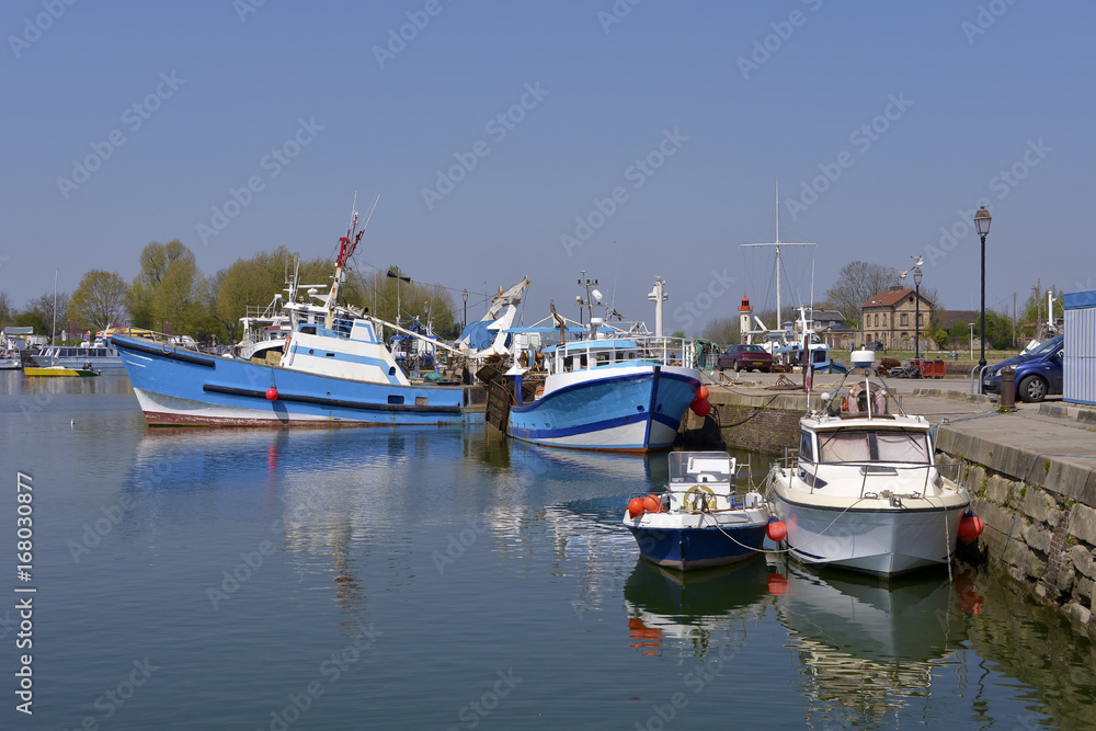 Fishing boats in the port of Honfleur, commune in the Calvados department in the lower Normandy region in northwestern France
