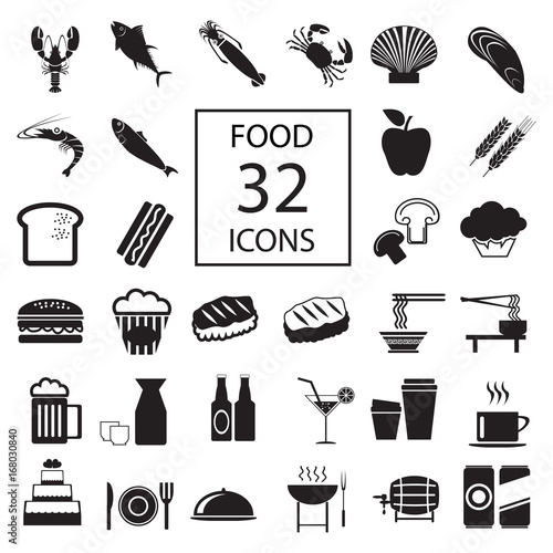 food , drink , seafood 32 icons