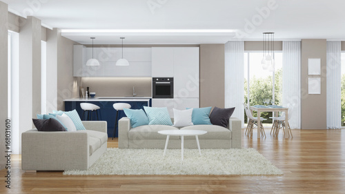 Modern house interior. 3D rendering.