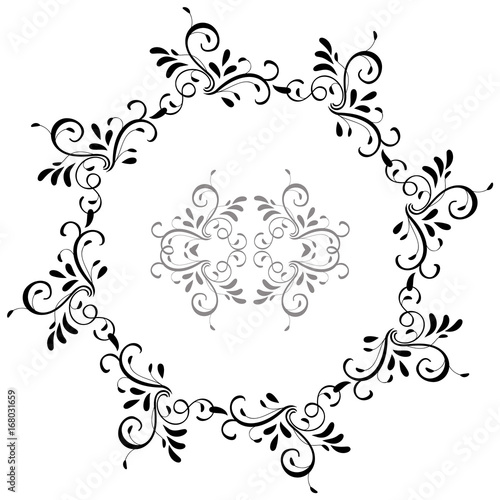 round frame of vintage leaves isolated on background. Vector calligraphy illustration EPS10