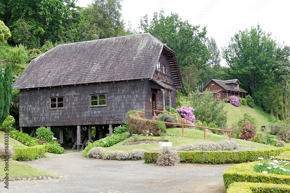 Watermill and house at the German Museum at Frutillar, Chile Watermill and house at the German Museum at Frutillar, Chile