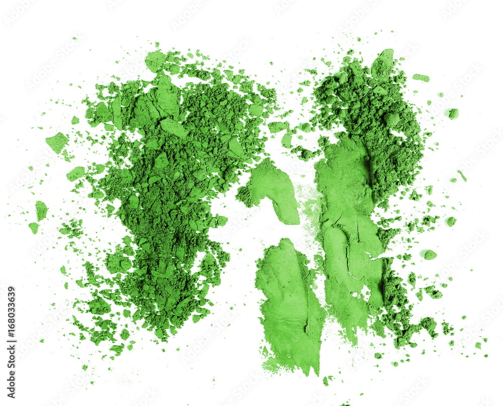 Green eye shadow, powder isolated on white background
Green eye shadow, powder isolated on white background