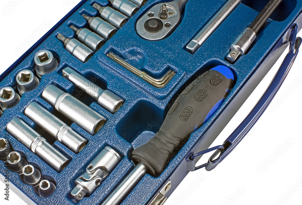 Fototapeta premium Kit of tools for repair of technique on white