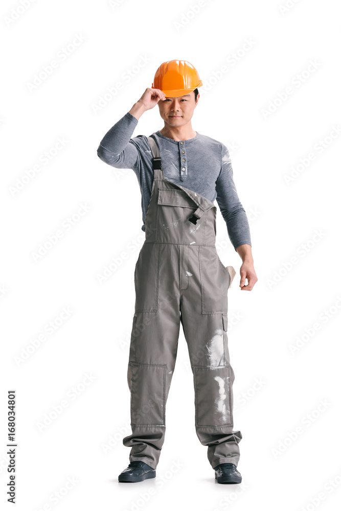 construction worker in overall and helmet construction worker in overall and helmet
