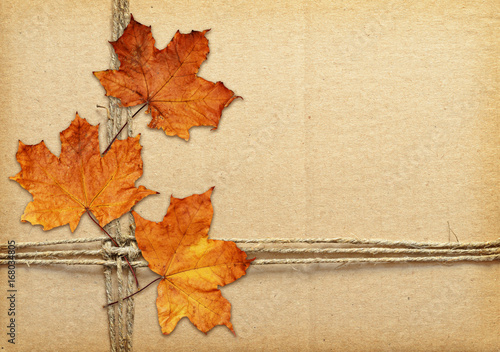 Brown cardboard tied with r...