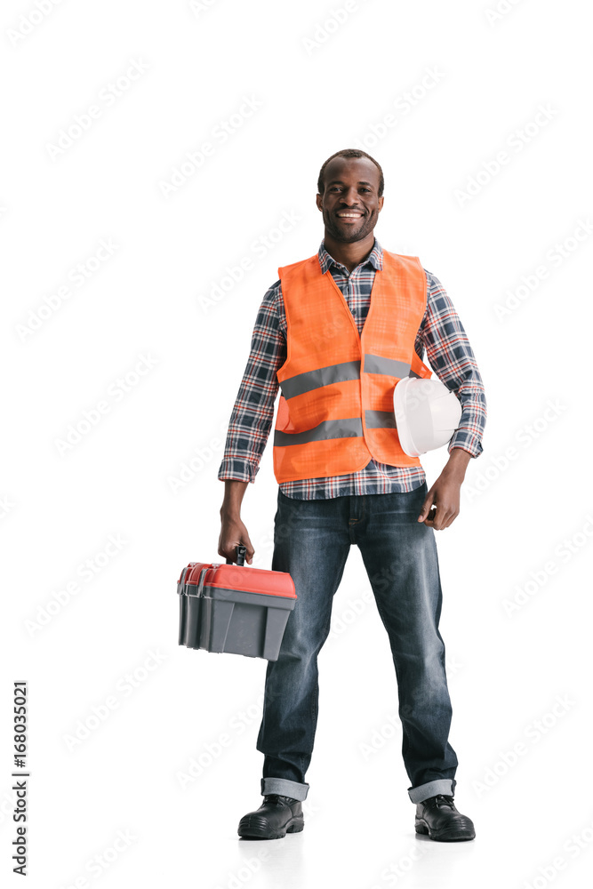 construction worker with toolbox construction worker with toolbox