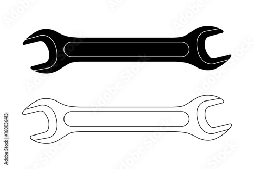 Wrench. Black and white icons