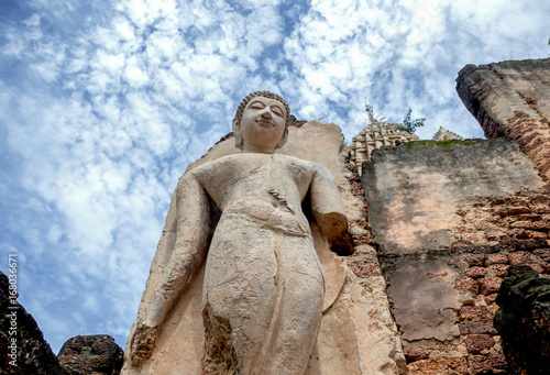 Heavenly walking Buddha image in Sisatchanalai  Sukhothai  Thailand