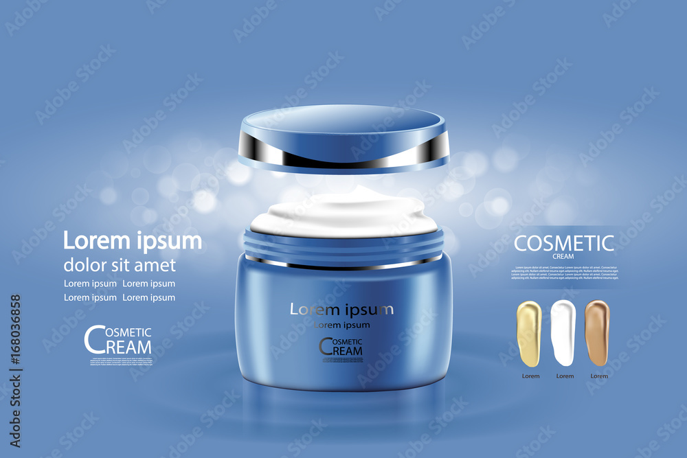 Luxury cosmetic Bottle package skin care cream, Beauty cosmetic product poster, with Bokeh and Water background Luxury cosmetic Bottle package skin care cream, Beauty cosmetic product poster, with Bokeh and Water background