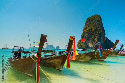 Boats on the beach on the island of Thailand